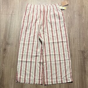 C&C California Women’s Linen Striped Bottoms - Red, Tan and White NWT